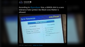 Calls for boycott after Goodyear’s ‘zero-tolerance policy’ allows staff to wear BLM shirts but forbids MAGA hats