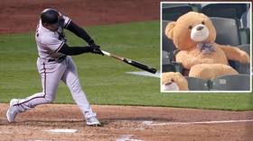 Grin and bear it! TEDDY BEAR goes viral after getting hit with foul ball in baseball game (VIDEO)