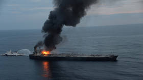 Massive blaze erupts aboard fully loaded oil tanker off Sri Lanka’s coast (VIDEO)