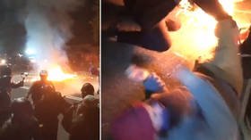 Molotov cocktails tossed towards police during Portland protest, activist's legs set on fire (VIDEOS)