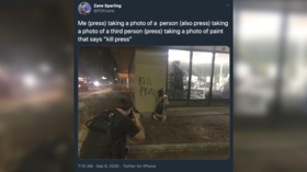Still ‘mostly peaceful?’: Disturbing Portland ‘Kill press’ graffiti spotted by heavily armored journalists