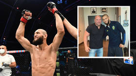 'I got to meet a legend': Chimaev hails Dana White pic as UFC boss admits he's 'happy to play game' by lining up star's fights