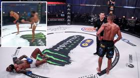 'If 2020 had a voice': MMA fighter MOANS in pain after receiving TWO gruesome low-blows at Bellator 245 (VIDEO)