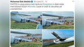 Cargo plane ploughs into barrier after crash-landing at Mogadishu airport (PHOTOS)