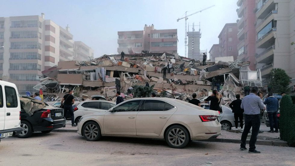 Buildings Collapse In Turkey As Deadly Earthquake Rocks Aegean Sea ...