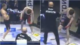 Out on his feet: Russian MMA fighter leaves fans stunned with crazy ‘standing KO’ victory (VIDEO)