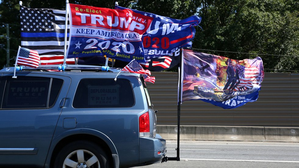 ‘They were PROTECTING HIS BUS’: Trump trolls Biden supporters by ...