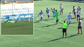 From HERO to ZERO! Spanish lower league goalkeeper SCORES last-gasp equalizer, then gets LOBBED from resulting kickoff (VIDEO)