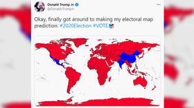 Bizarro-world: Don Jr tweets ‘electoral map’ prediction where Antarctica goes to Trump, but Liberia & India fall to Biden