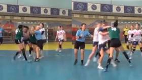 Hand-BRAWL: Women’s handball match in Ukraine descends into chaos as FIGHT breaks out on court (VIDEO)