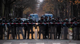 French riot police remove HELMETS as crowd cheers at Paris protest against new security bill (VIDEO)