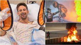 Halo saved my life: F1 ace Grosjean speaks from hospital bed after escaping horror fireball crash (VIDEO)