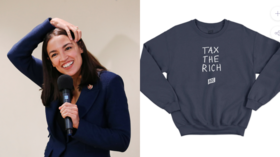 For just $58! AOC’s ‘Tax the Rich’ sweatshirts combine socialist slogans with a capitalist price tag