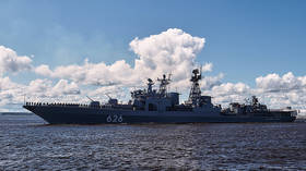 Skyrocketing tensions: Russian battleship ‘aimed missiles’ at British warplanes sent to ‘intercept’ it in neutral waters