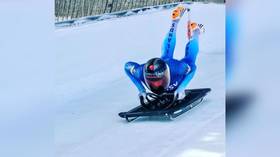 Skeleton racer hits BROOM left on track during World Cup run (VIDEO)