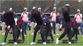 Tiger cub: Golf world stunned as Tiger Woods' 11-year-old son Charlie shows off IDENTICAL swing to his father (VIDEO)