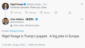 China Daily chief calls Nigel Farage ‘a big joke’ & ‘Trump’s puppet’ after Brexit leader says China cancelled Christmas