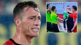 ‘Why are we treated like this?’: Bitter row explodes after Turkish footballer sent off for showing ref replay on a phone (VIDEO)