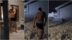 Ice way to welcome 2021: Zlatan takes dive into snow while dressed in his underwear as Swedish star recovers from injury (VIDEO)