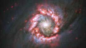 Spectacular ‘rose’ of star-forming regions snapped encircling distant supermassive black hole