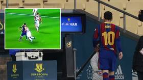 ‘Best left foot but also best right hand!’: Messi earns FIRST EVER Barca red after lashing out in Spanish Super Cup loss (VIDEO