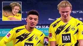 Lost in translation? England ace Jadon Sancho bizarrely speaks in faux GERMAN accent in interview after Dortmund win (VIDEO)