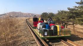 Step on it! Russian diplomats forced to push trolley to depart from North Korea (VIDEO)