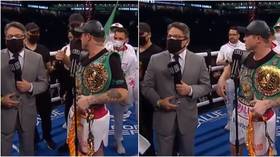 ‘Get the f*ck out of here!’ WATCH hilarious moment Canelo kicks out cheeky ring-crashers with X-rated tirade