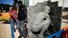 Taking the p**s: Statue of Netanyahu relieving himself appears in Tel Aviv as Israelis head to polls (PHOTOS)