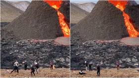 WATCH: Volleyball players start ‘casual game’ in front of erupting volcano in Iceland