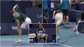 Feeling the heat: Russian top seed Medvedev in epic meltdown in Miami as he crashes out to Bautista Agut (VIDEO)