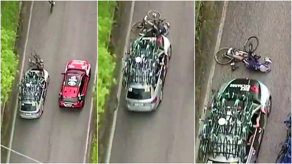 ‘Could have killed him’: Cyclist is smashed to floor by car crashing ...