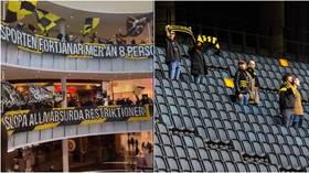 Swedish football fans protest ‘absurd’ Covid rules as they meet in shopping mall – while only EIGHT people allowed in nearby arena