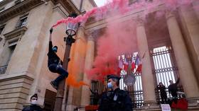 Extinction Rebellion activists chain themselves to gates of French parliament in protest at scope of new climate bill (VIDEOS)