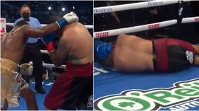 Heavyweight boxer Aguilera accused of FAKING injury in bizarre finish on Alvarez-Saunders card (VIDEO)