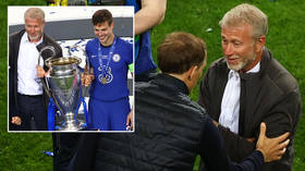 Roman Abramovich poses on pitch after Champions League final as Tuchel admits he met Chelsea chief for first time on night (VIDEO)