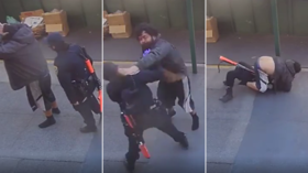 WATCH: Homeless man attacks & knocks down female police officer in San Francisco’s Chinatown, as bystanders rush to help