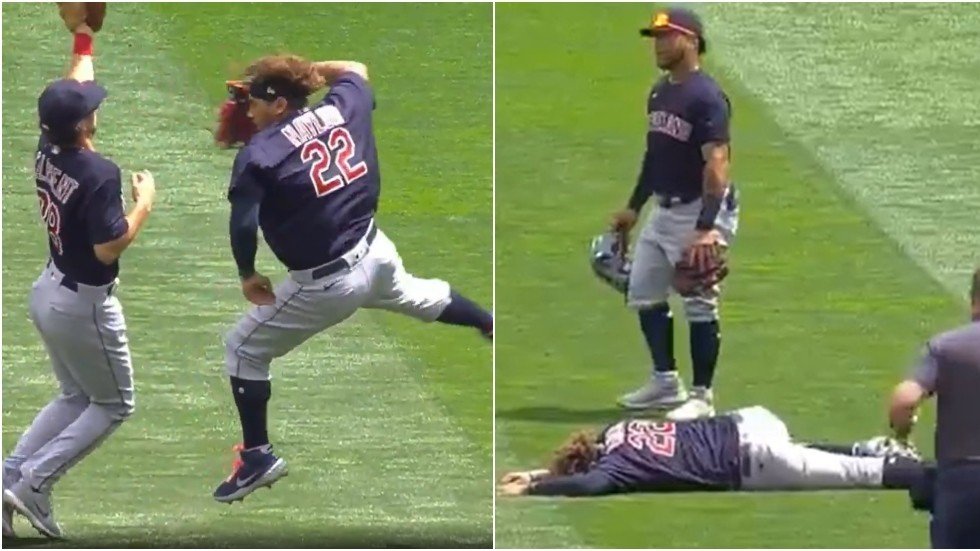 Watch: Indians' Josh Naylor carted off field after suffering