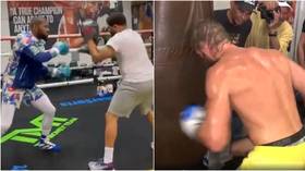‘Lord he’s gonna get hurt’: Internet erupts in mockery at Logan Paul’s less-than-impressive workout before Mayweather bout (VIDEO)
