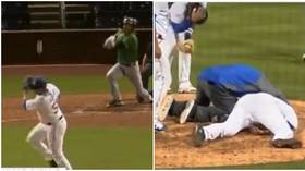 Baseball player rushed to hospital after he convulses after being hit in the head by line drive (GRAPHIC VIDEO)