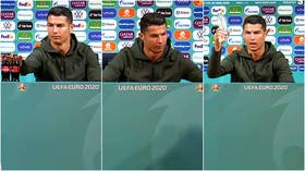 ‘More video replays than the matches!’ Italian TV presenter red-faced after ‘Basic Instinct’ wardrobe malfunction at Euro 2020
