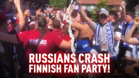 WATCH: Russian fans GATECRASH Finnish party in rowdy scenes ahead of Euro 2020 game in St. Petersburg