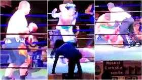 ‘Should never be in a ring again’: Shocking scenes as boxer drops opponent before STAMPING viciously on his head (VIDEO)