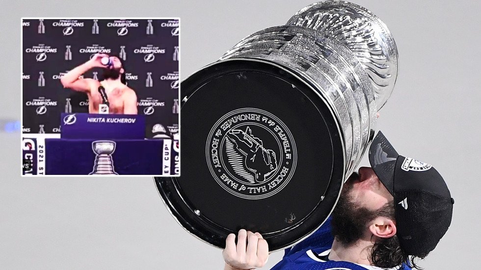 Lightning's Nikita Kucherov delivers legendary shirtless presser