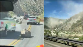 WATCH: Rocks tumble down Sierra Nevada mountains after 6.0 quake & dozens of aftershocks rattle northern California