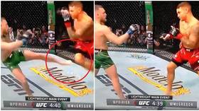 WATCH: Fans pinpoint moment McGregor ‘actually fractured leg’ just 20 SECONDS into UFC 264 fight as Poirier points at rival