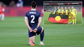 On your marks, get set, go woke! Olympics off to virtue-signaling flyer as Aussies show Aboriginal flag & footballers take knee