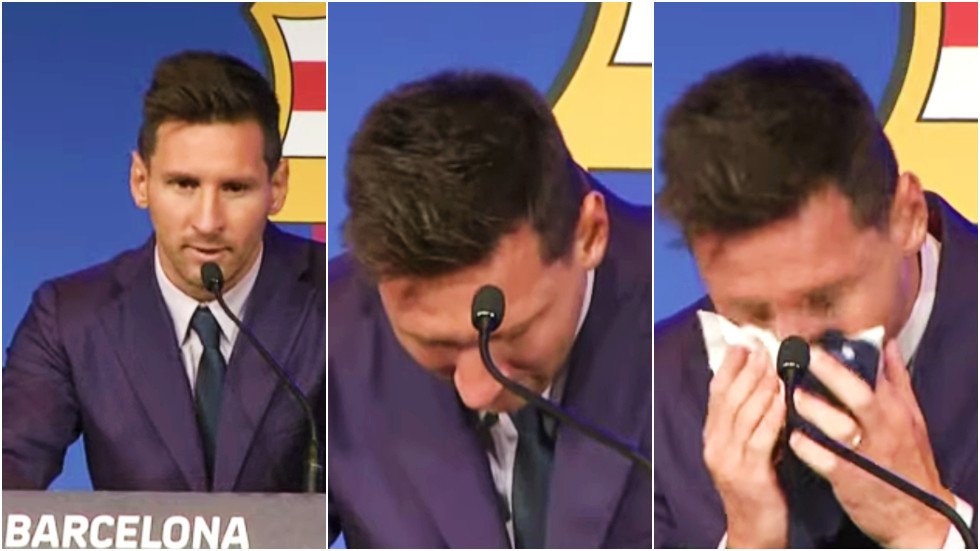 ‘i Dont Know What To Say Lionel Messi Bursts Into Tears As He Confirms Barcelona Exit After 2111