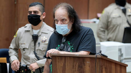 Adult film star Ron Jeremy appears for a hearing at the Los Angeles County Superior Court, California, June 23, 2020.