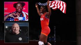 Patriotic Olympic wrestling champ who proclaimed ‘I freaking love living in the USA!’ is hailed by UFC boss Dana White (VIDEO)